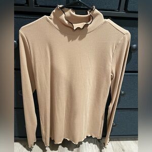 Ann Taylor Camel Ribbed Knit Top